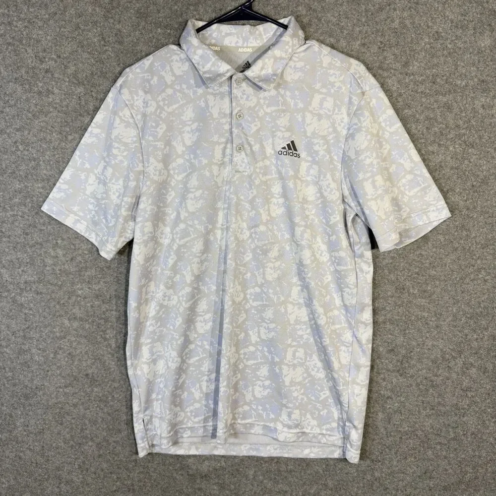Adidas‎ Golf Mens Sport Polo Breathable Moisture Wicking Size M Light Blue